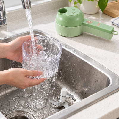 Rinsing the bowl under the tap