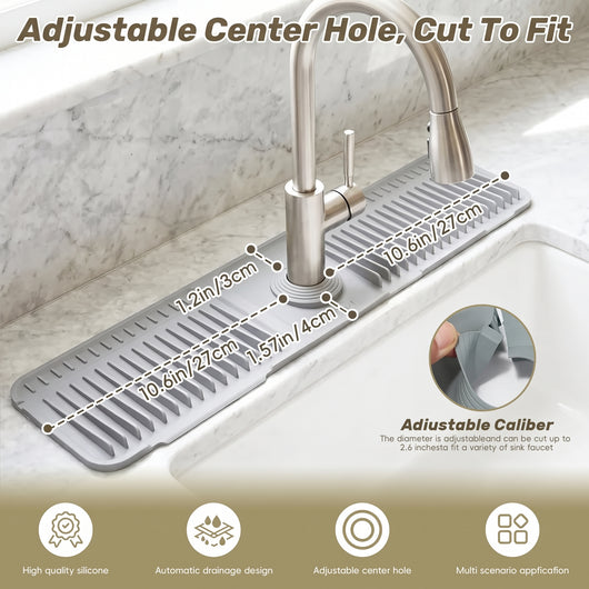 Adjustable center hole, cut to fit your faucet