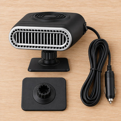 What's in the box: heater, 12V power cord and adhesive base