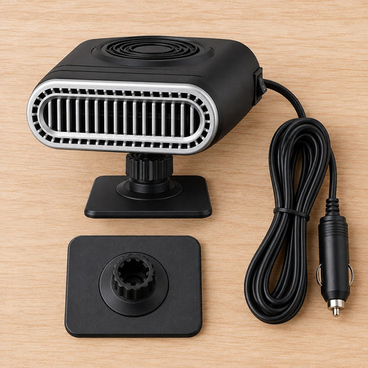 What's in the box: heater, 12V power cord and adhesive base